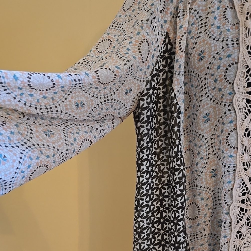 Roz & Ali Long Sleeve Boho Beachy Blouse 1X - Picture 2 of 5
